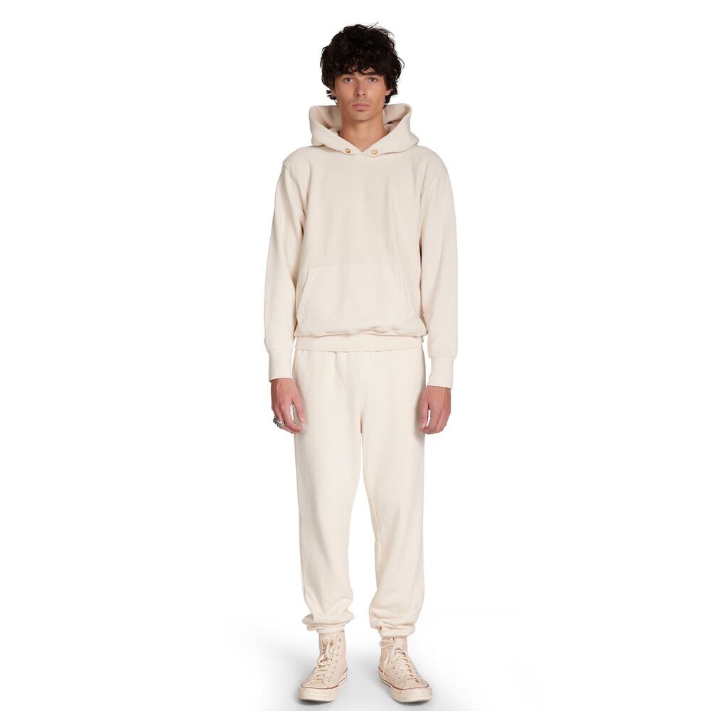 Les Tien Mens Cream Pullover Hoodie & Matching Sweatpants  Set M